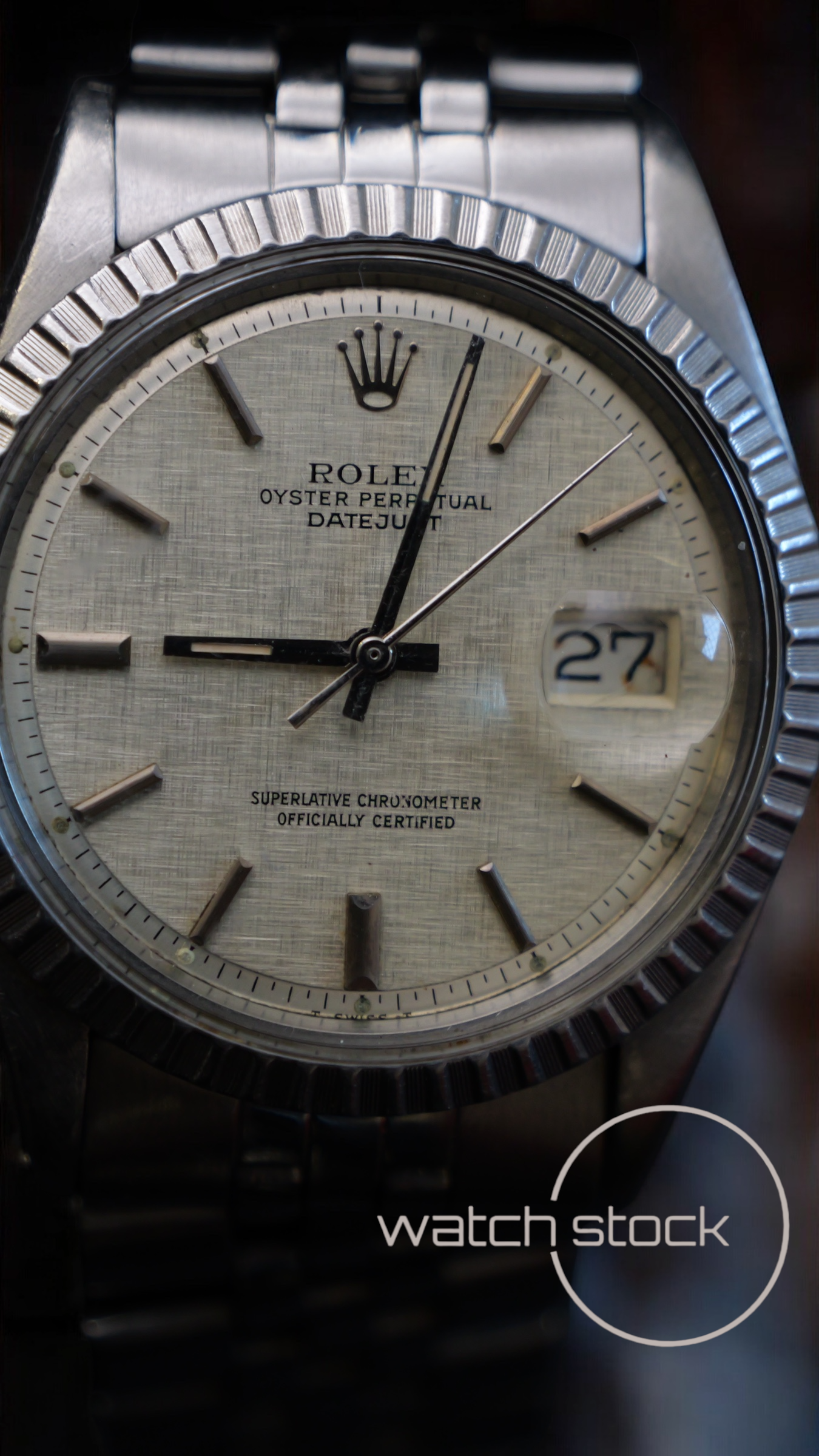 Rolex datejust 36mm 1600 linen dial lino argènté