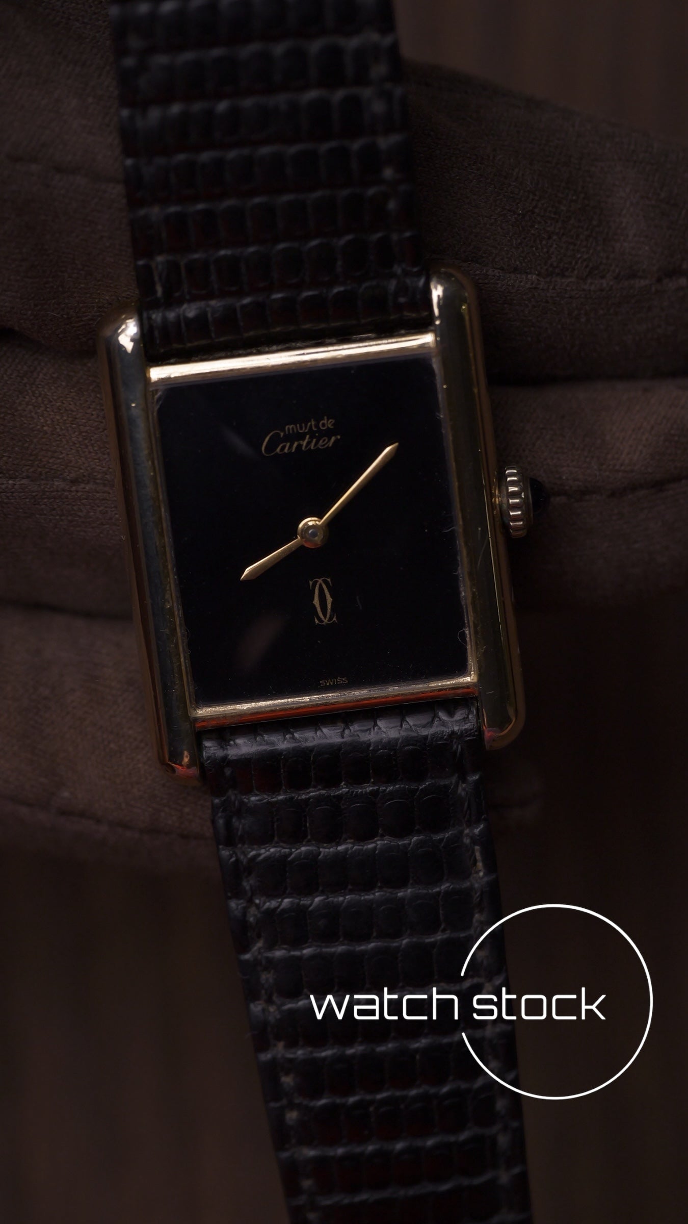 Cartier tank vermeil must de cartier argent plaque gold Black dial meccanico tg.6 grande