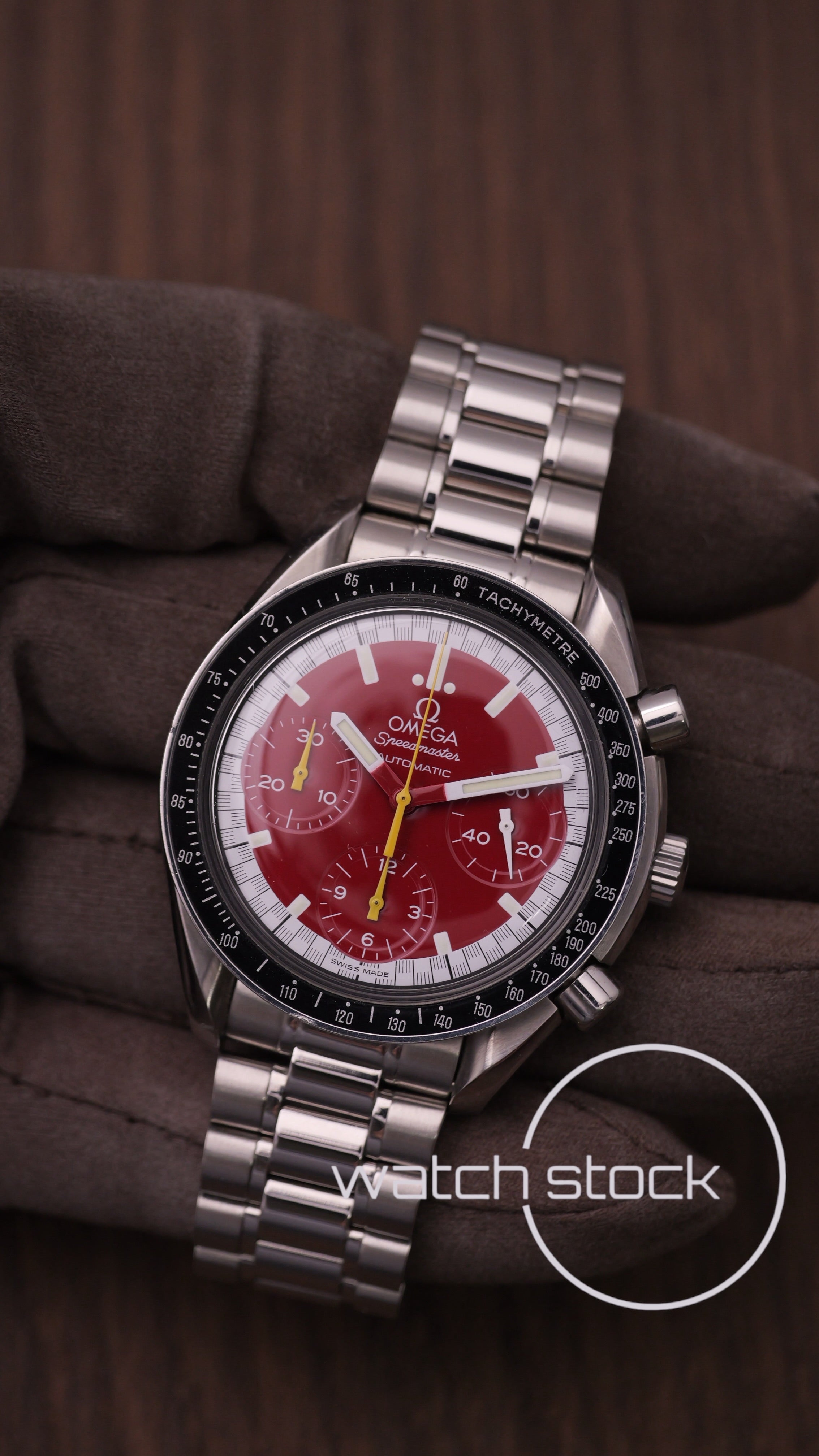 Omega speedmaster Schumacher reduced red dial ref. 175.0032 39mm automatic 1995