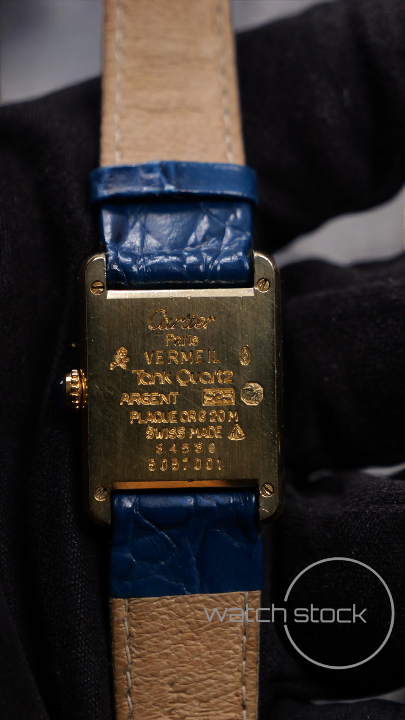 Cartier tank vermeil must de cartier argent plaque gold roman number dial quarz tg.3