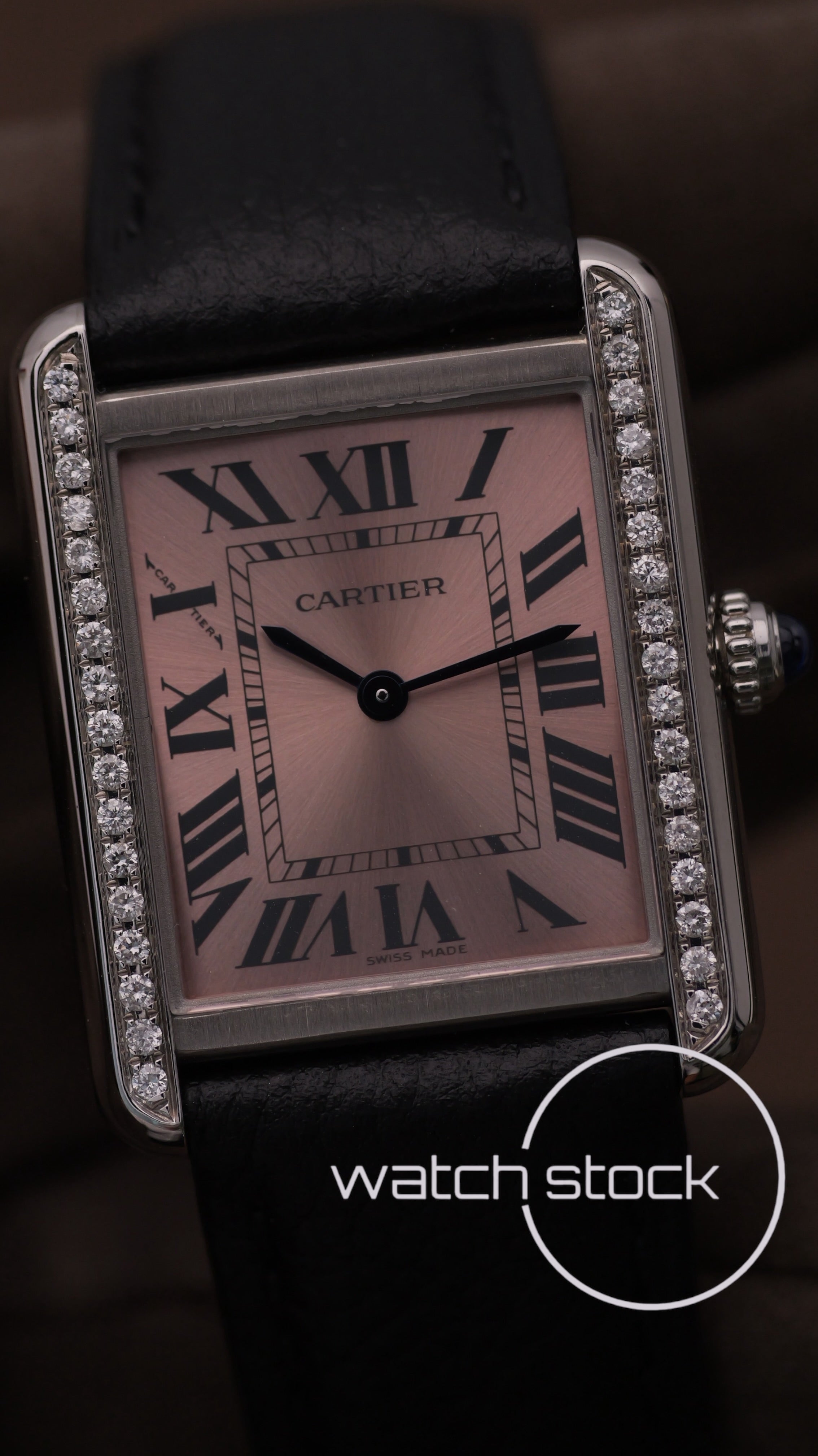 Cartier Tank Solo Rose dial diamond Ref W5200000 S/M 31x25mm Full set 2019 Edizione Speciale Boutique Parigi