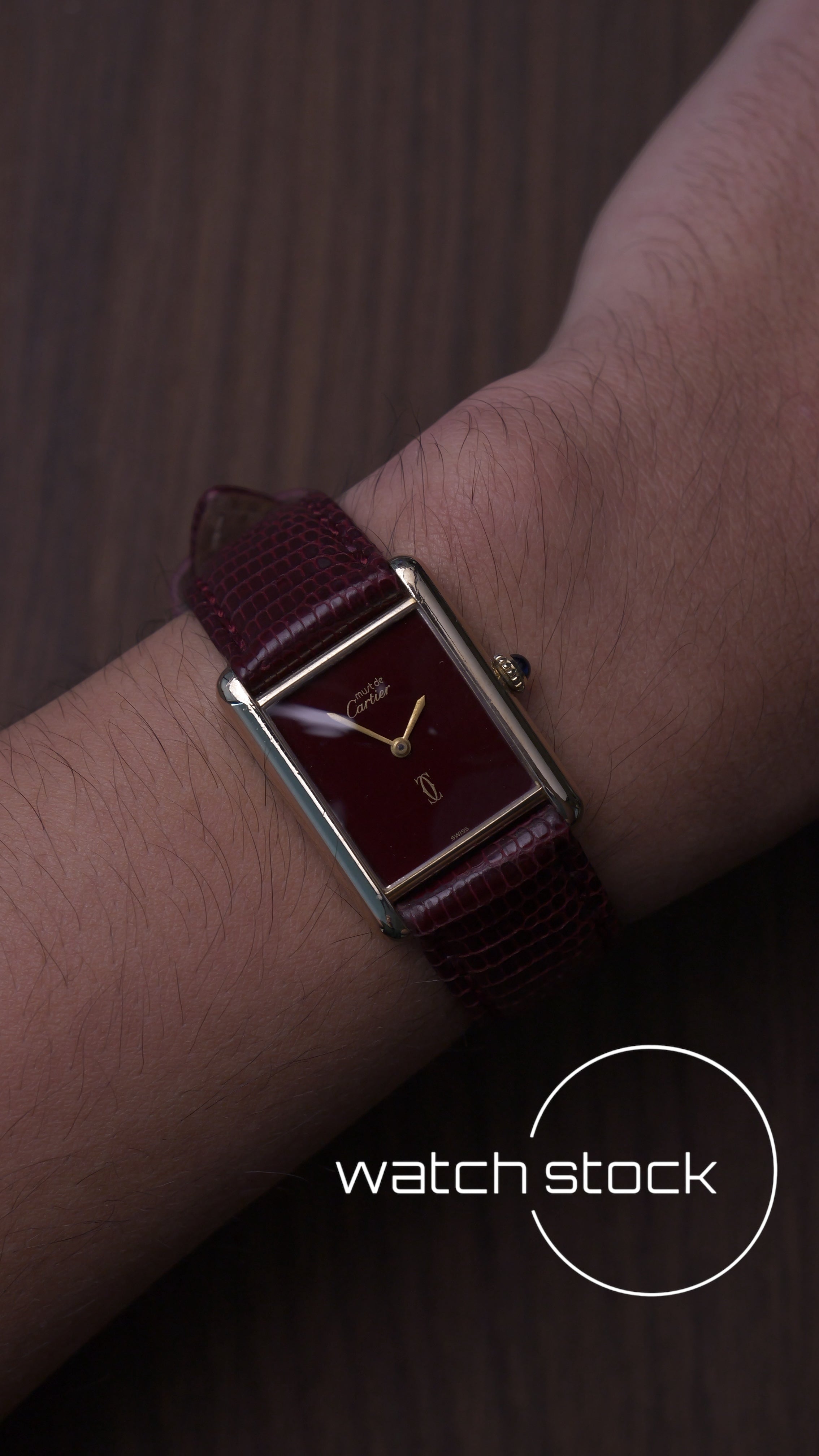 Cartier tank vintage burgundy dial tg.6
