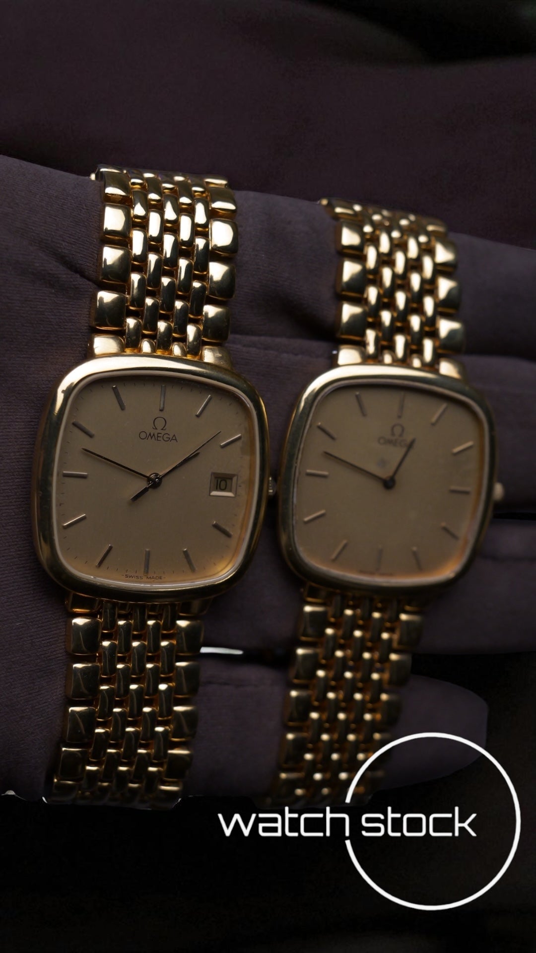 Coppia Omega de ville bracciale chicchi di riso placcati oro ref: 39508772 anno 1989