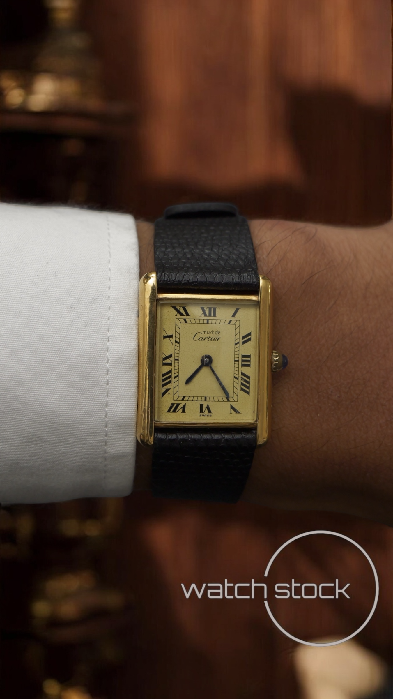 Cartier tank vermeil argent plaque caramel dial quarz tg.6 grande APPENA REVISIONATO