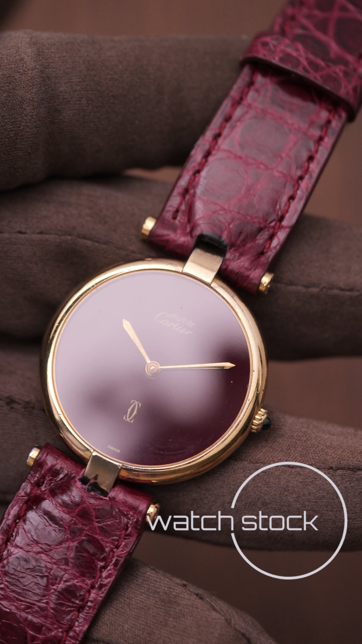 Cartier Vendome ref.590003 30mm Burgundy dial 1980