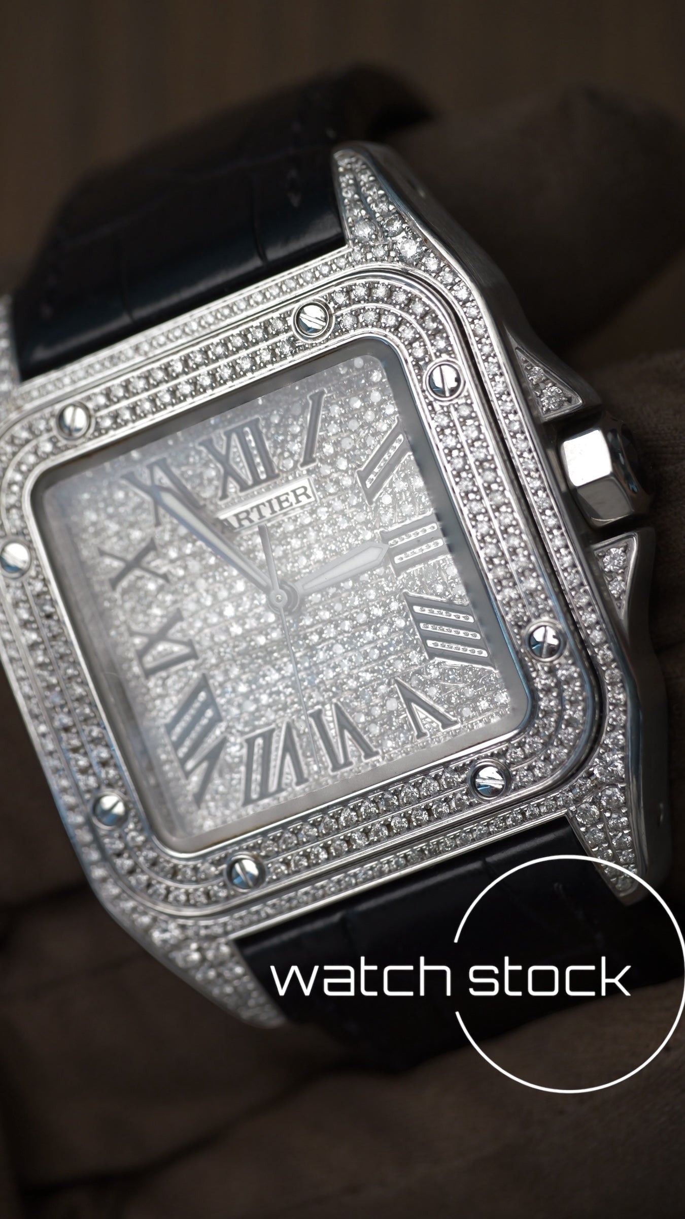 Cartier santos 100 XL ref.2656 Automatic custom diamond