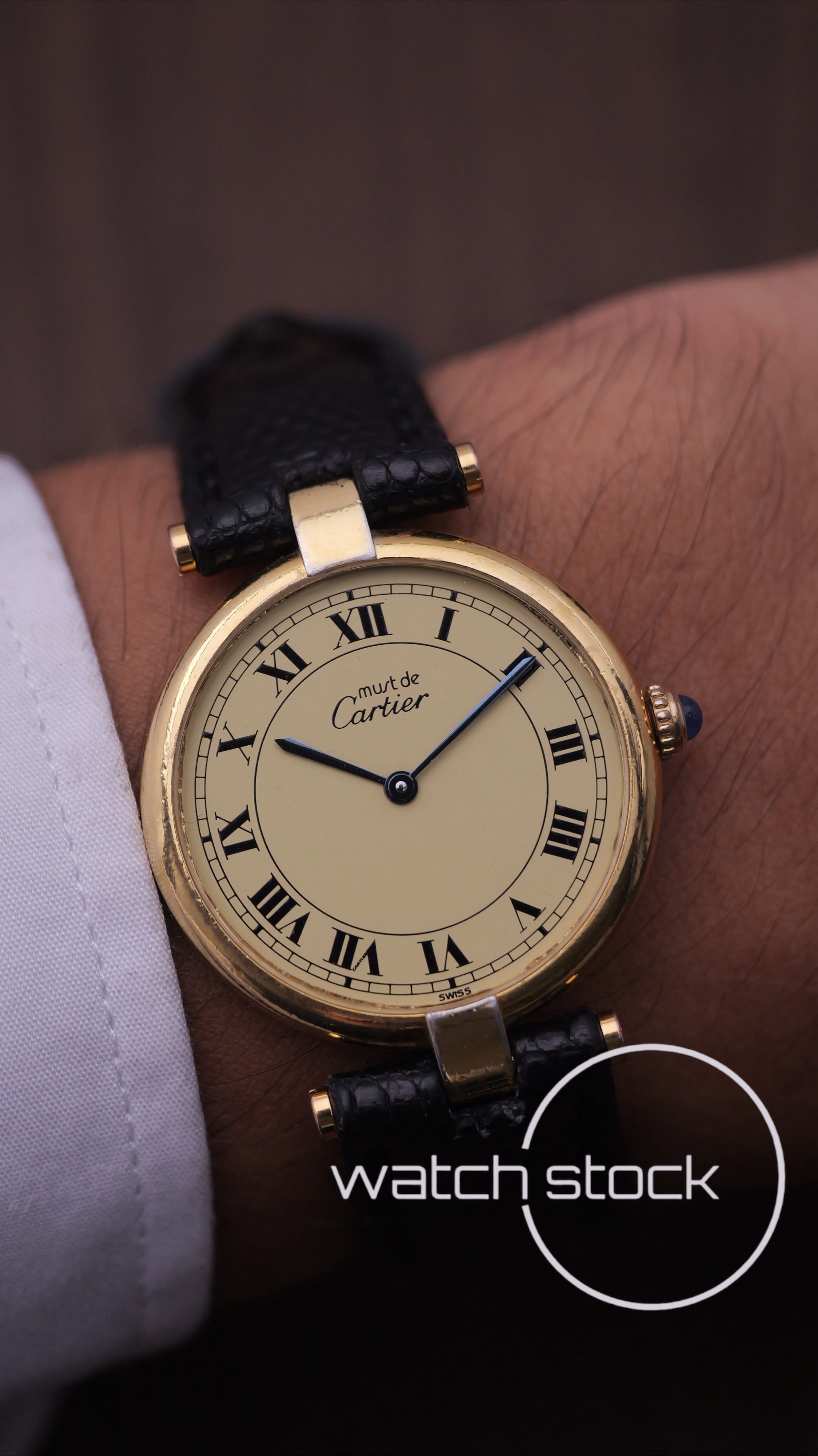 Cartier Vendome Full set 30mm Lemon Roman dial anno 1990