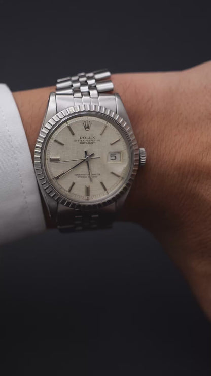 Rolex datejust 36mm 1600 linen dial lino argènté