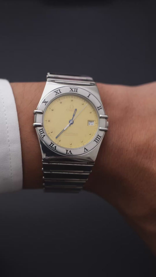 Omega constellation quarz (34mm) yellow dial vintage